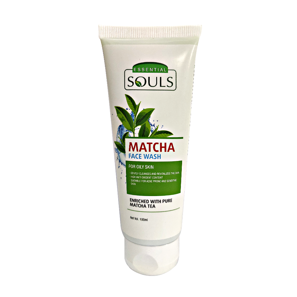 Essential Souls Match Face Wash 100ml – Deep Cleansing & Oil Control Face Wash for Clear Skin – Enriched with Natural Matcha Extract – Fights Acne & Impurities – Suitable for Oily & Combination Skin
