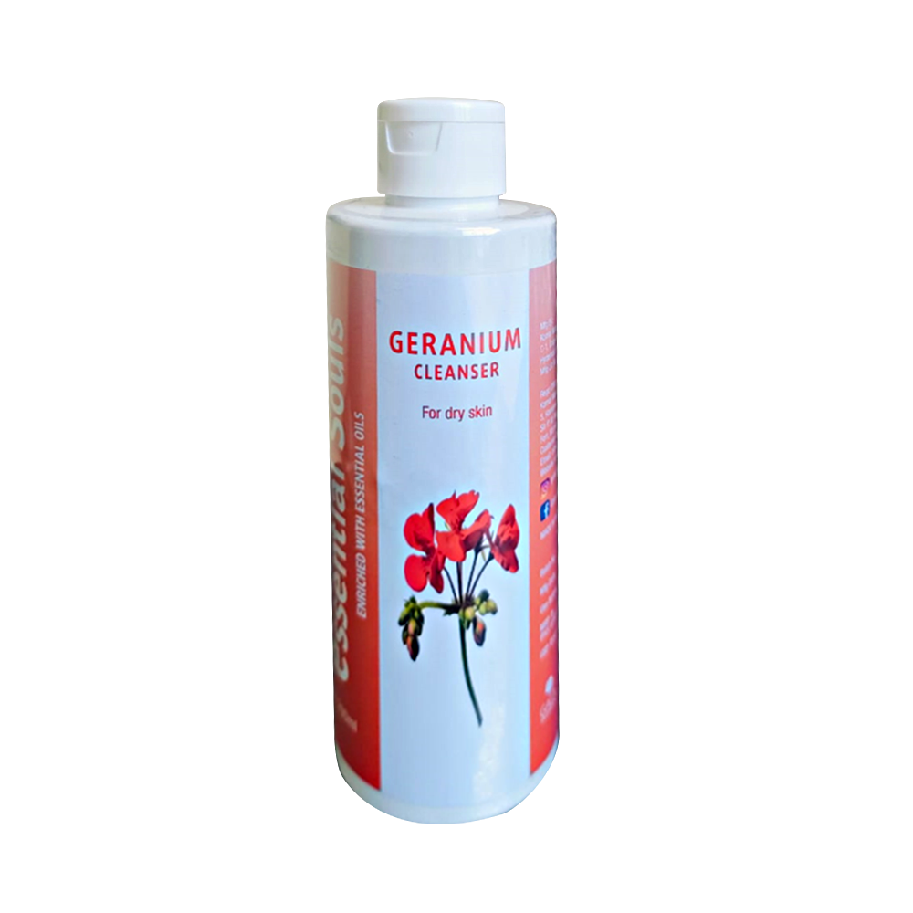 Essential Souls Geranium Cleanser 200ml | For Dry Skin | Enriched with Geranium & Essential Oils | Deep Cleansing, Exfoliates & Restores pH Balance | Smooth Creamy Texture"