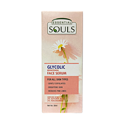 Essential Souls Glycolic Brightening Face Serum 30ml | Enriched with 2% Glycolic Acid & 2% Niacinamide | Gently Exfoliates, Brightens Skin, and Reduces Fine Lines | For All Skin Types"