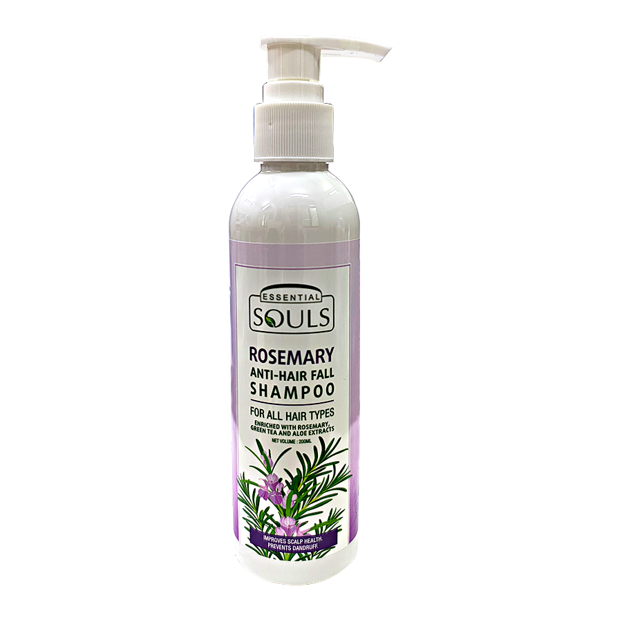 Essential Souls Rosemary Anti-Hair Fall Shampoo 200ml | Enriched with Rosemary, Green Tea & Aloe Vera Extracts | Reduces Hair Fall, Strengthens Roots & Improves Scalp Health | For All Hair Types"