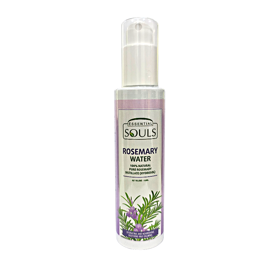 "Essential Souls Rosemary Water 150ml | 100% Natural Pure Rosemary Distillate (Hydrosol) | Hydrating, Calming, and Nourishing Mist for Skin & Hair | Eco-Friendly and Refreshing"