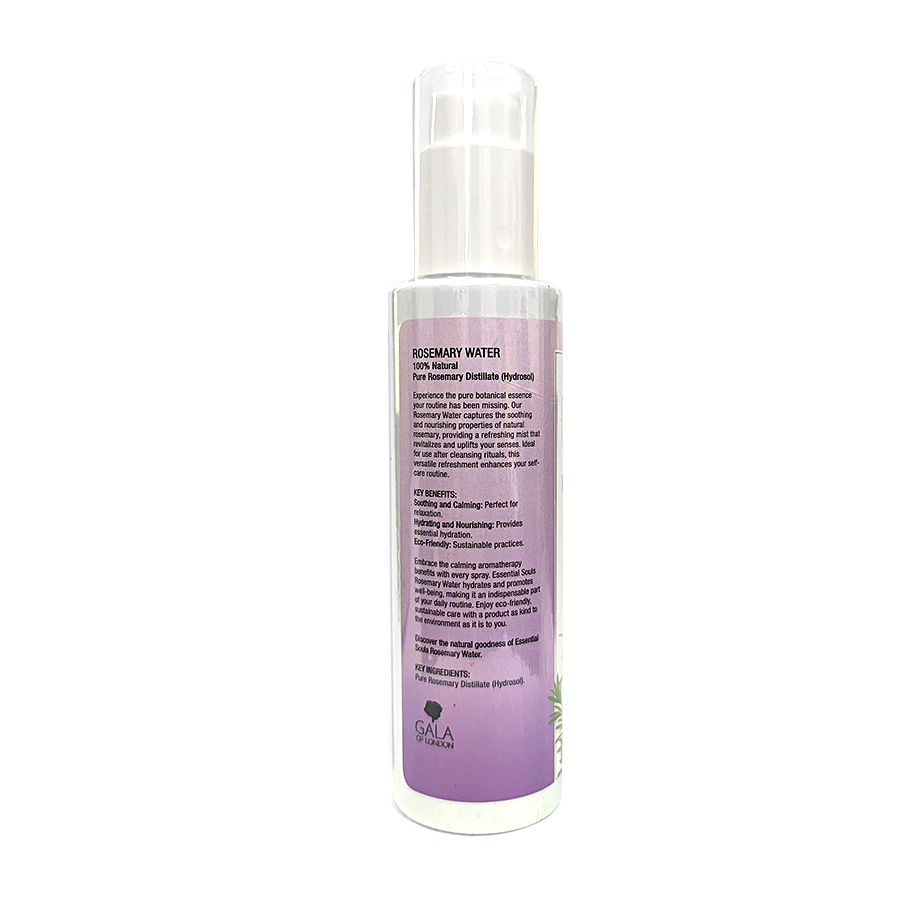 "Essential Souls Rosemary Water 150ml | 100% Natural Pure Rosemary Distillate (Hydrosol) | Hydrating, Calming, and Nourishing Mist for Skin & Hair | Eco-Friendly and Refreshing"