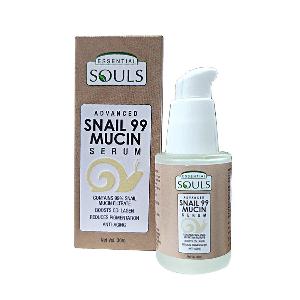 Essential Souls Advanced Snail 99 Mucin Serum 30ml | 99% Snail Secretion Filtrate | Boosts Collagen, Reduces Pigmentation & Anti-Aging | Enriched with 2% Hyaluronic Acid & 2% Niacinamide"