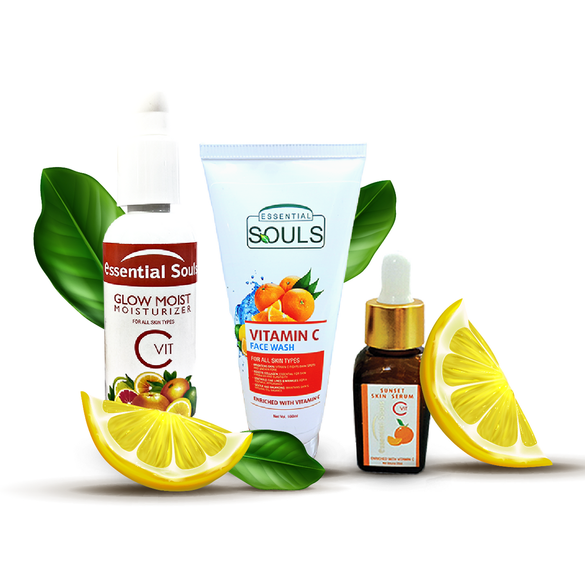 Essential Souls Glow Moist Moisturizer + Vitamin C Face Wash + Sunset Skin Serum Combo @ Rs. 999/-