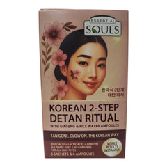 Essential Souls Korean 2-Step DeTan Ritual with Ginseng & Rice Water Ampoules – Instant Tan Removal & Glow Boost – Visible Results, Hydrating & Brightening Facial Treatment – For All Skin Types
