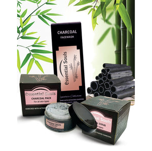 Essential Souls Charcoal Kit/Charcoal Facewash, Charcoal Scrub & Charcoal Pack