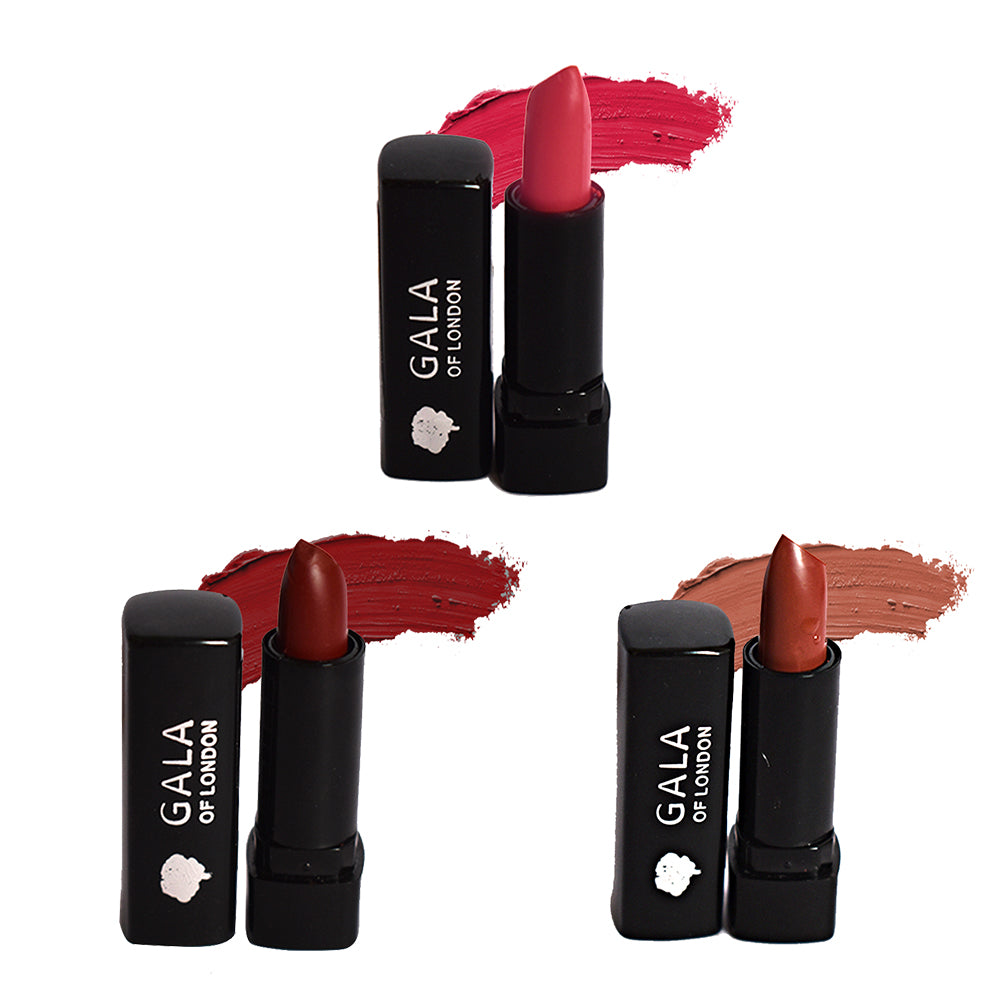 Gala of London Mini Matte Lipstick -Combo of 3(02 Fashion Pink, 07 Nude, 09 Maroon)