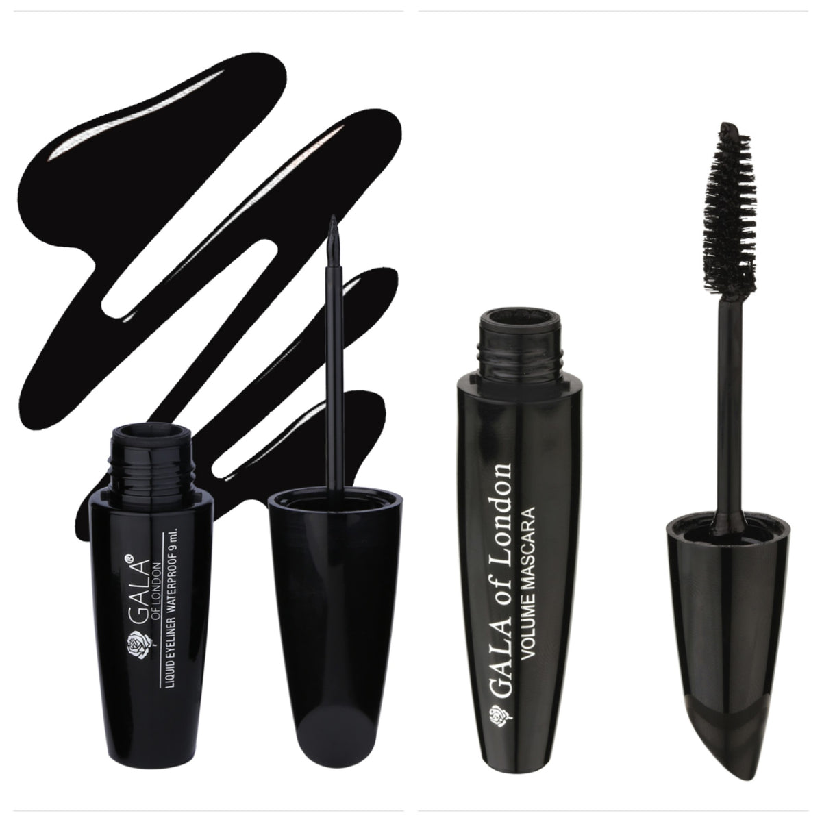 Gala of London Classic Eyeliner Black and Volume Mascara Combo/ Get Gala of London Colour Eyeliner/Kajal free worth Rs 375/-