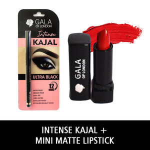 Gala of London Red Love Combo - Intense Kajal and Mini Matte Lipstick 05 Ruby