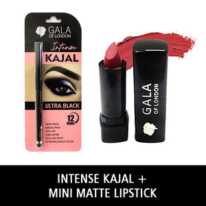 Gala of London Blackpink Combo - Intense Kajal and Mini Matte Lipstick 08 Pink Lady