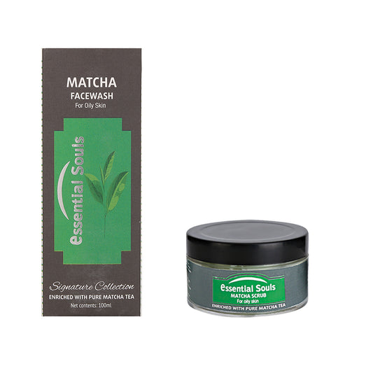 Essential Souls Matcha Facewash 100ml and Matcha Scrub 50g