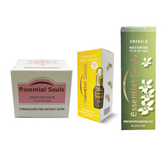 Essential Souls Fairness Kit/Insta Fair pack 50g/Sensitive Skin Serum 20ml/Emerald Moisturiser 100ml